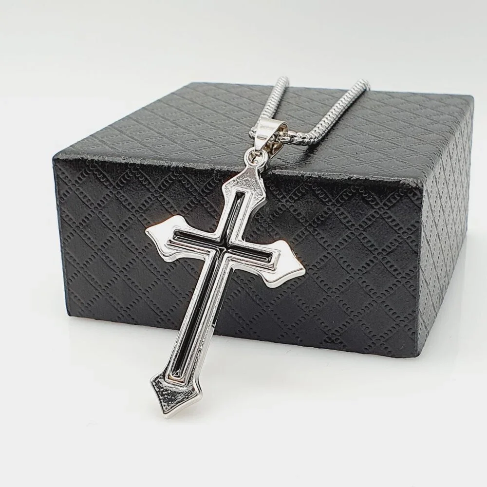 ❤️Cross Nail Chain scarecrow gothic Necklace, N90201P122 - Picture 9 of 11